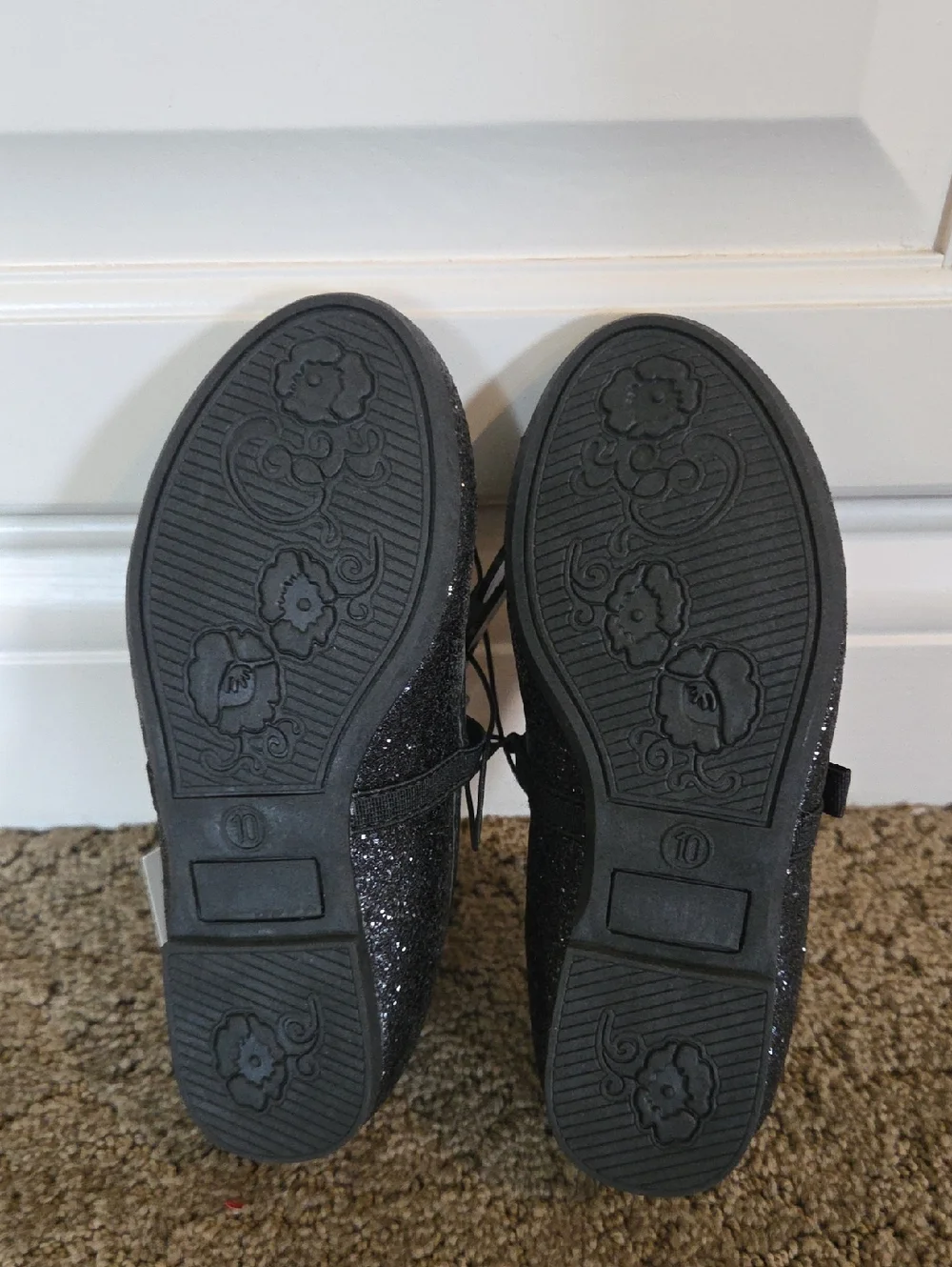 Girls Falls Creek Briella Black Glitter Dress Shoes Flats Size 12 13 1 4 NWT